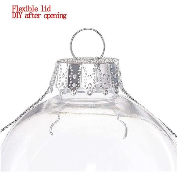 16 Pcs Clear Plastic Fillable Christmas Ornaments DIY Craft Balls Tree Decoratio - Picture 5 of 8
